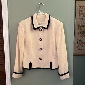 LAST CHANCE Vintage 80s 90s Cream Chic Blazer with Black Trim  by Albert Nipon